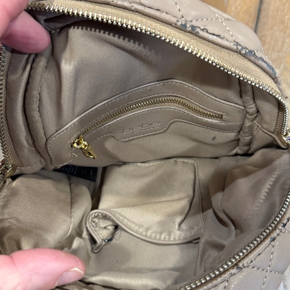Bebe Beige Quilted Backpack with Gold Details - Picture 7 of 8